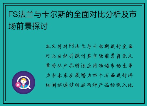FS法兰与卡尔斯的全面对比分析及市场前景探讨